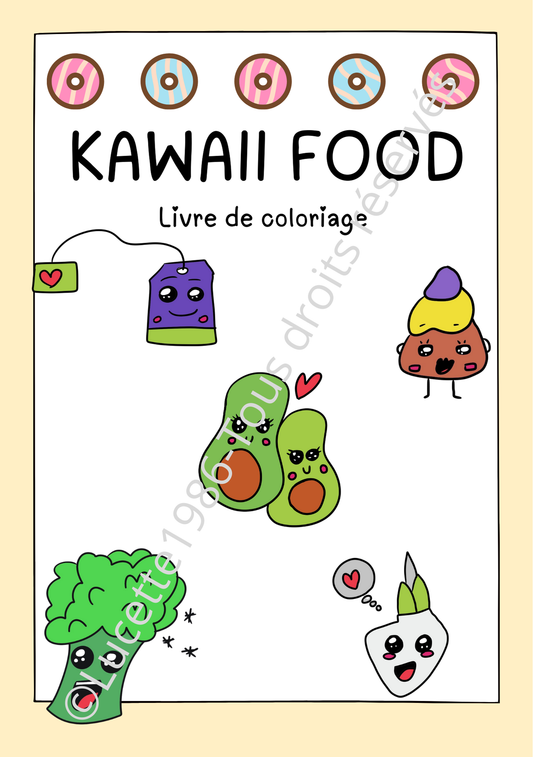 📒 COLORIAGE KAWAII FOOD A4: 28 dessins à croquer ! 🎨🍔