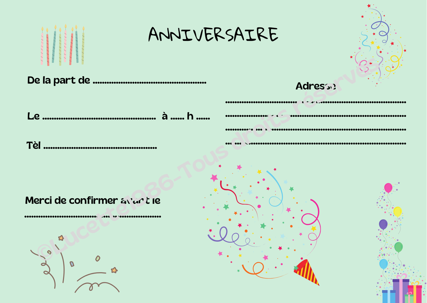 🎉 LOT 8 INVITATIONS ANNIVERSAIRE MARIUS🎉