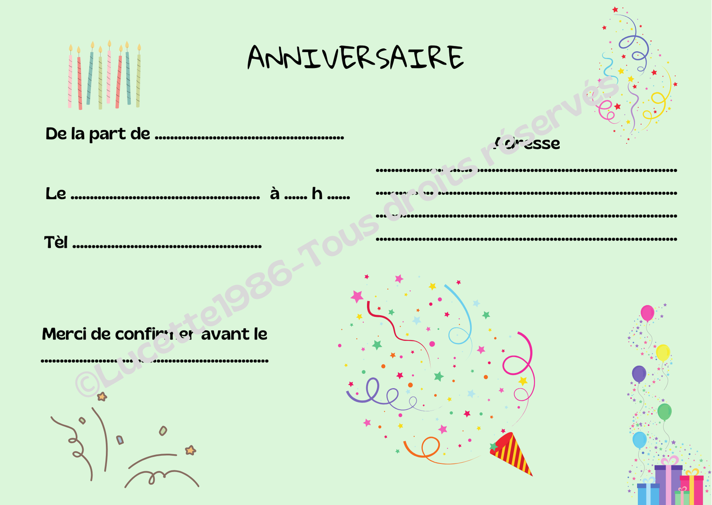 🌸 LOT 8 INVIATIONS ANNIVERSAIRE: Spécial Printemps Kawaii 🌸